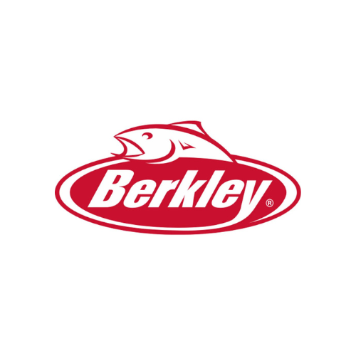 Berkley logo featuring bold white text inside a red oval, topped with an illustration of a fish, symbolizing a trusted brand known for high-performance fishing lines, lures, and tackle designed for anglers of all skill levels