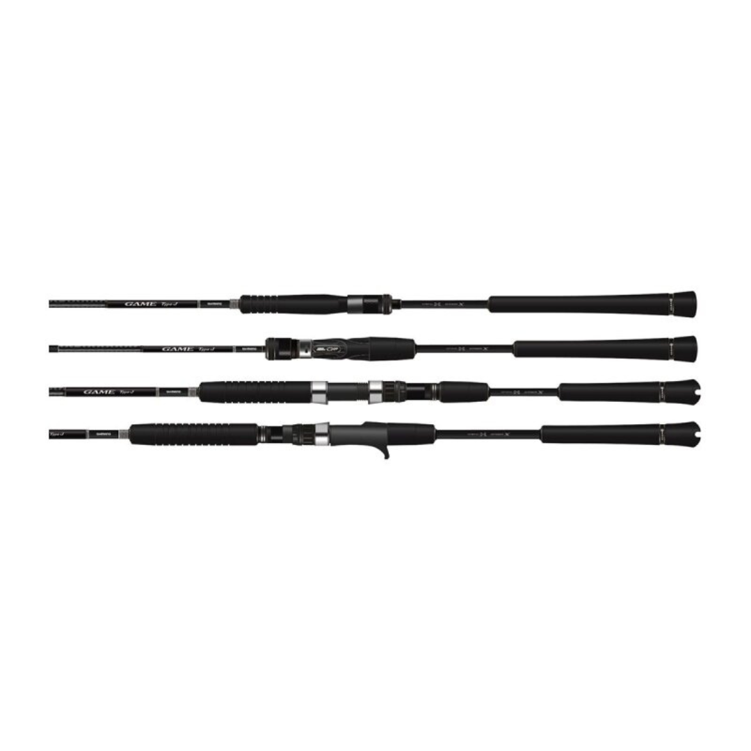 Shimano 20 Game Type Jigging Spin 1.88m to 210g fishing rod with sleek black design, ergonomic grip, and durable construction.