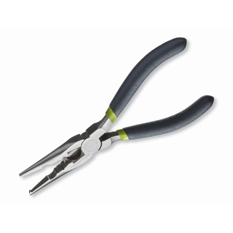CORMORAN Sprengringzange Gerade 16,5cm with ergonomic black and green handles, designed for precise split ring manipulation in fishing and accessory tasks.