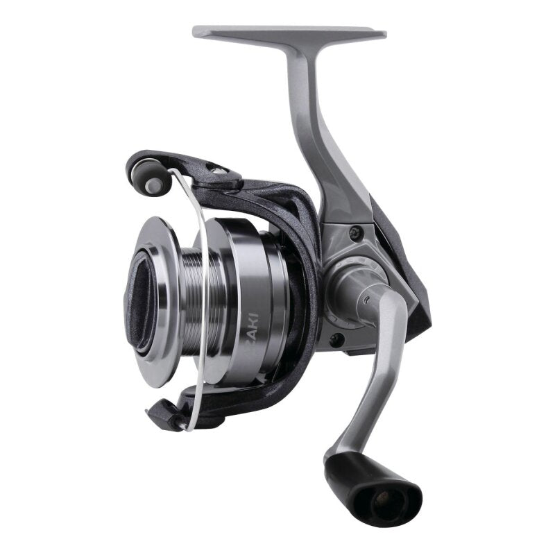 OKUMA Azakai 30 fishing reel with a sleek silver and black design, featuring a durable handle and smooth spool system for optimal performance.